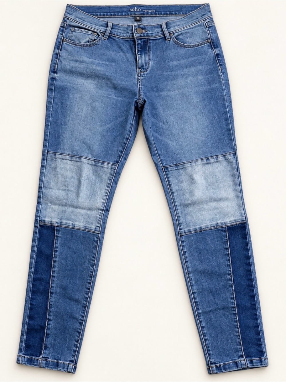 New York & Company Soho Patchwork Skinny Jeans - Light & Dark Blue
